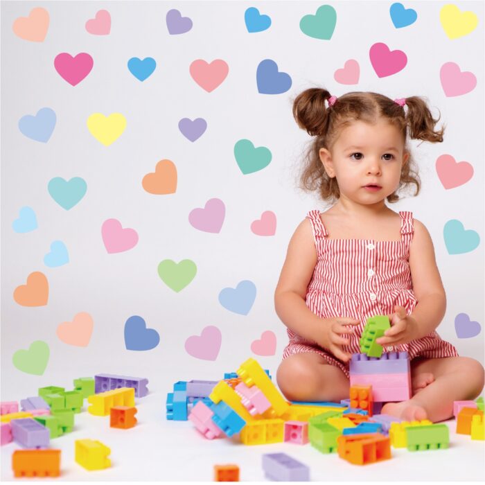 Colorful Love Heart Wall Stickers – Modern Waterproof Wall Decals (10 Pieces Full Set - 110 Stickers Total) - Image 2