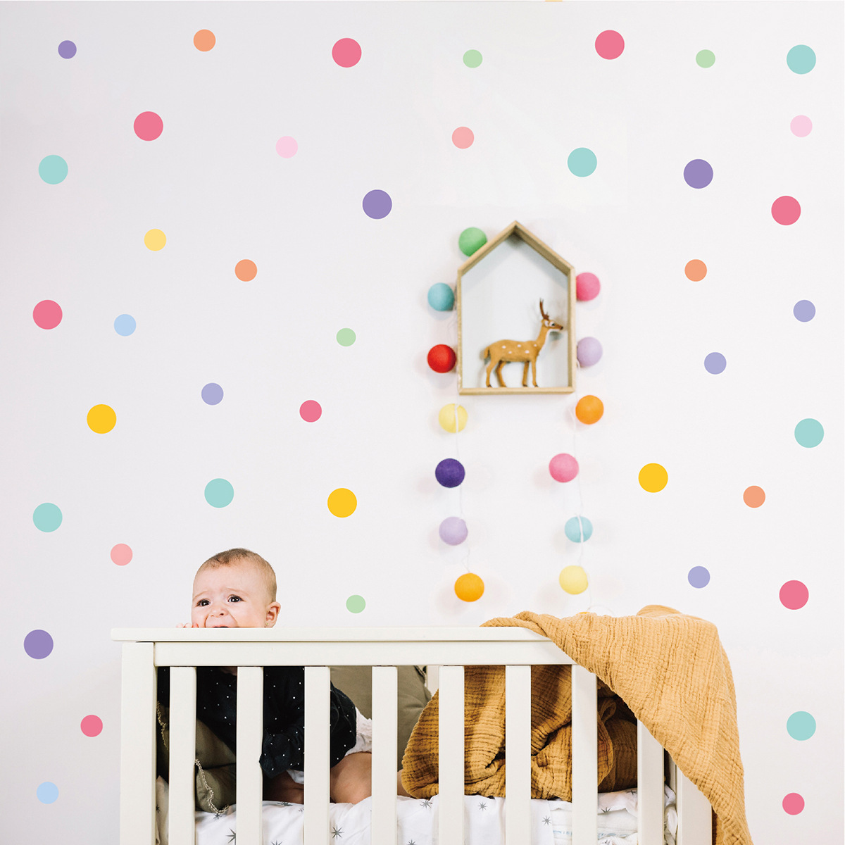 Colorful Dot Wall Stickers – Waterproof Colorful Dot Wall Stickers – Waterproof PVC Wall Decals for Kids Room & Home Decor (130 Dots | 10 Sheet Full Set) - Image 1