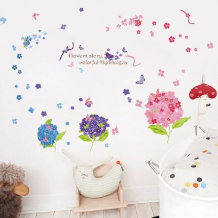 Colorful Natural Flower Wall Stickers – Traceless Self-Adhesive